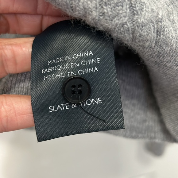 Slate & Stone Cable Knit Polo Sweater Wool Angora Blend Stretchy 1/4 Button Up L - Picture 7 of 10